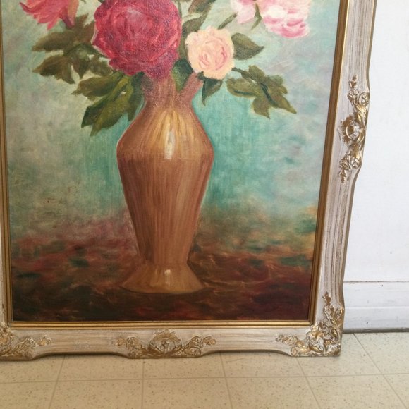 Lusy Morrow Original Art oil painting on Board still life flowers in vase Framed - Picture 5 of 7